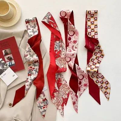 Women Fashion Elegant Floral Printed Long Thin Scarf