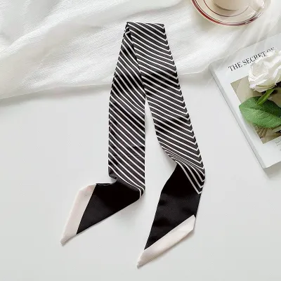 Women Fashion Multicolor Stripe Long Silk Scarf