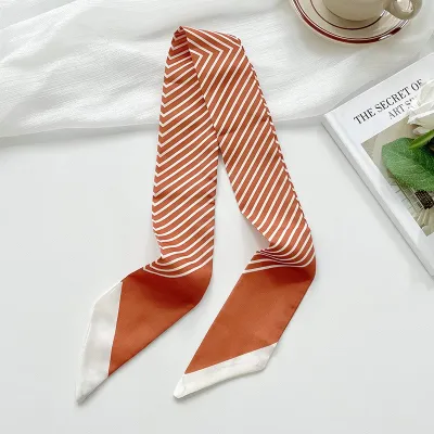 Women Fashion Multicolor Stripe Long Silk Scarf