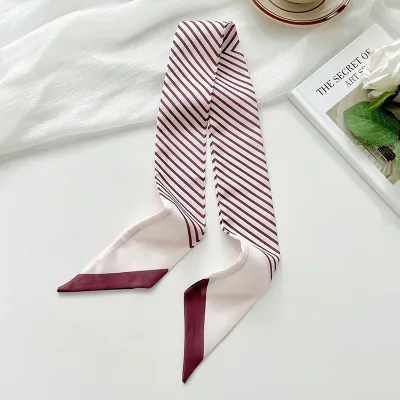 Women Fashion Multicolor Stripe Long Silk Scarf