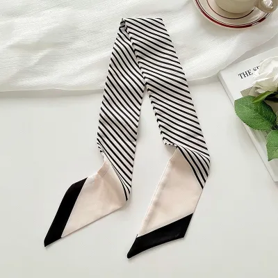 Women Fashion Multicolor Stripe Long Silk Scarf
