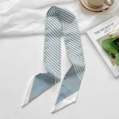 Women Fashion Multicolor Stripe Long Silk Scarf