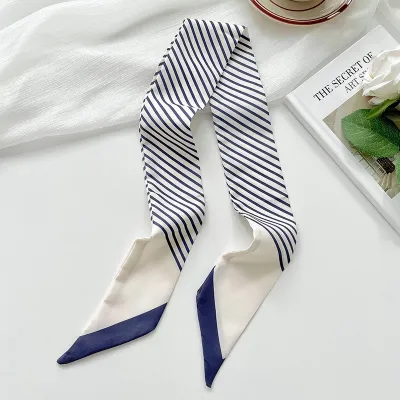 Women Fashion Multicolor Stripe Long Silk Scarf