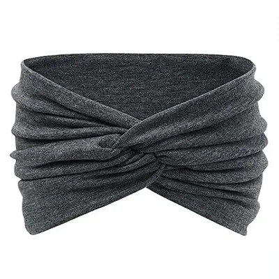 Women Fashion Wide Sports Sweat-Absorbent Plaid Headband