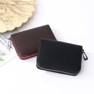 Fashion Simple Solid Color Multi-Functional Card Zipper Wallet PU