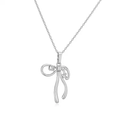 Women Fashion Elegant Bowknot Chain Tassel Necklace