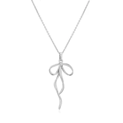 Women Fashion Elegant Bowknot Chain Tassel Necklace