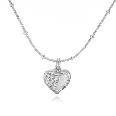 Women's Fashion Copper Love Star Pendant Necklace with Beaded Chain