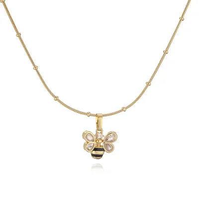 Women's Fashion Copper Love Star Pendant Necklace with Beaded Chain