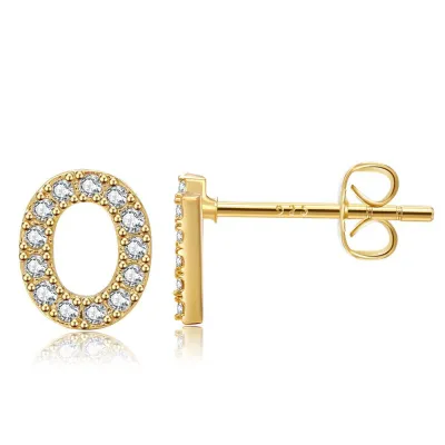 Women Fashion Simple 26 Alphabet Zircon Stud Earrings