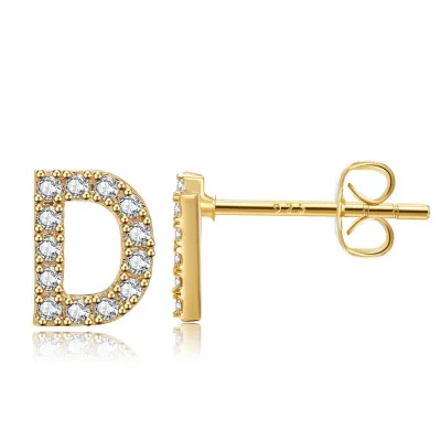 Women Fashion Simple 26 Alphabet Zircon Stud Earrings
