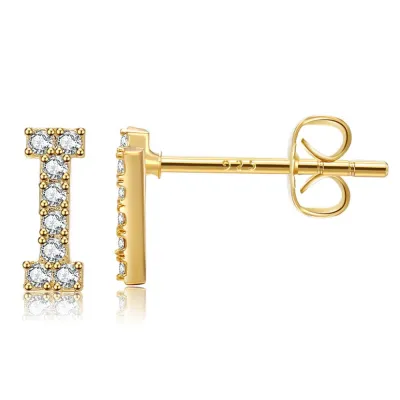 Women Fashion Simple 26 Alphabet Zircon Stud Earrings