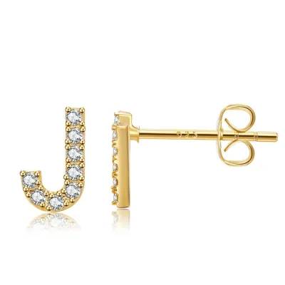Women Fashion Simple 26 Alphabet Zircon Stud Earrings