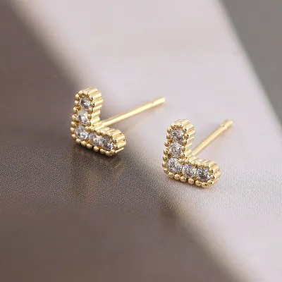 Women Fashion Small Cute Solid Color Zircon Love Earrings