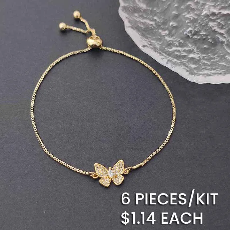 Gold Plated Copper Butterfly Zircon Bracelet