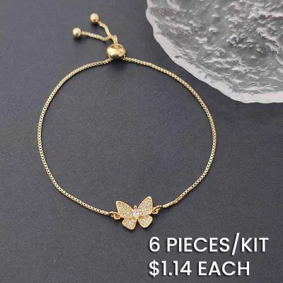 Gold Plated Copper Butterfly Zircon Bracelet