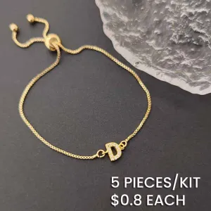 18k Gold Plated Copper Zircon Alphabet Bracelet