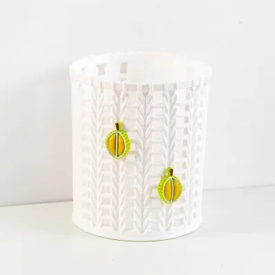 fashion Cute Cartoon Imitation Rattan Round Plastic Pen Holder Desk Stationery