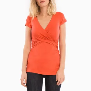 Pregnant Women Solid Color Cross V-Neck Short-Sleeved Nursing Top