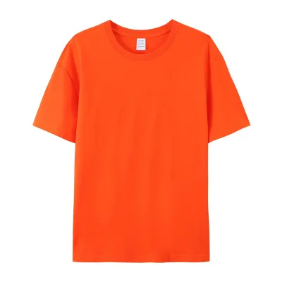 Casual Solid Color 180G Cotton Crewneck Short Sleeve T-Shirt for Men
