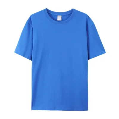 Casual Solid Color 180G Cotton Crewneck Short Sleeve T-Shirt for Men