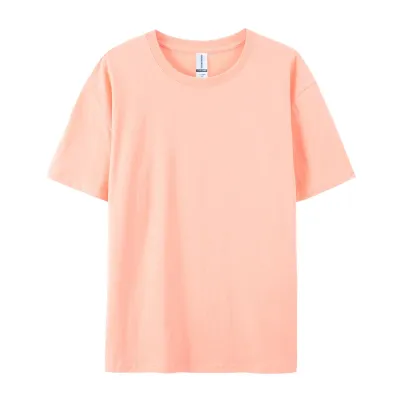 Casual Solid Color 180G Cotton Crewneck Short Sleeve T-Shirt for Men
