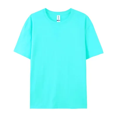Casual Solid Color 180G Cotton Crewneck Short Sleeve T-Shirt for Men