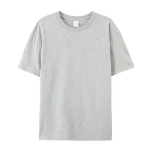 Casual Solid Color 180G Cotton Crewneck Short Sleeve T-Shirt for Men
