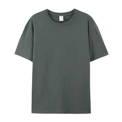 Casual Solid Color 180G Cotton Crewneck Short Sleeve T-Shirt for Men