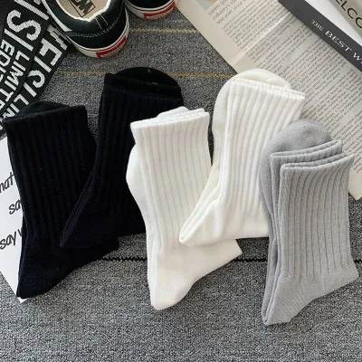 Men Casual Solid Color Sports Mid-Tube Socks 5pair/Set