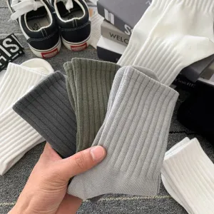 Men Casual Solid Color Sports Mid-Tube Socks 5pair/Set