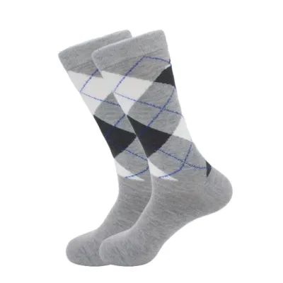 Men Fashion Cotton Contrast Color Patterned Socks