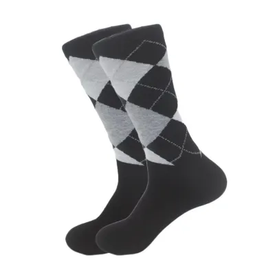 Men Fashion Cotton Contrast Color Patterned Socks
