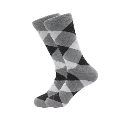 Men Fashion Cotton Contrast Color Patterned Socks