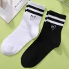 Two Pairs Of Parallel Bars Heart-Shaped Embroidered Socks