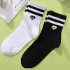 Two Pairs Of Parallel Bars Letters Love Embroidered Tube Socks