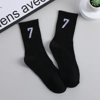 Fashion Casual Solid Color Letter Printed Mid-Length Absorbing Breathable Sports Socks