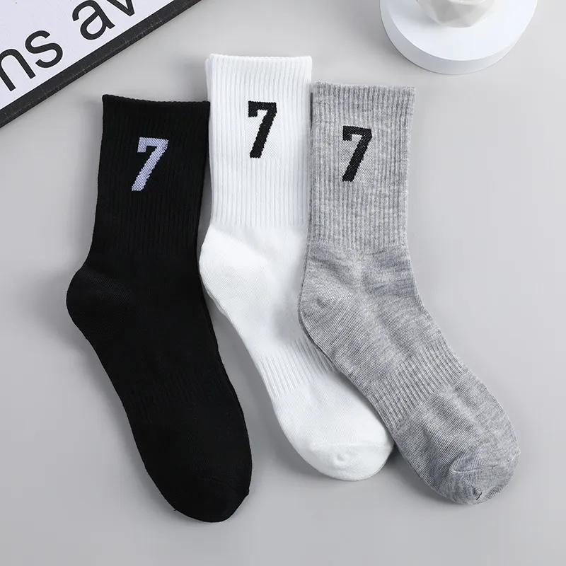 Fashion Casual Solid Color Letter Printed Mid-Length Absorbing Breathable Sports Socks