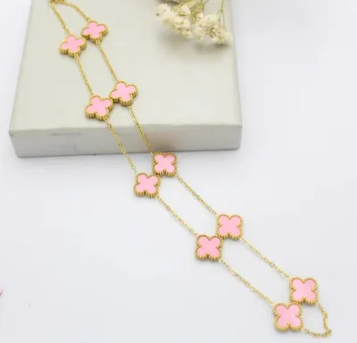 Fashion Double-Sided Four-Leaf Clover Stainless Steel Geometry Cartoon O-Chain Necklace