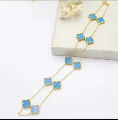 Fashion Double-Sided Four-Leaf Clover Stainless Steel Geometry Cartoon O-Chain Necklace