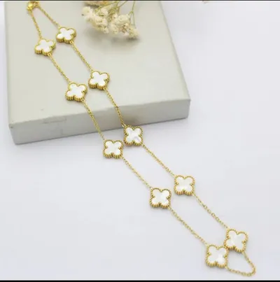 Fashion Double-Sided Four-Leaf Clover Stainless Steel Geometry Cartoon O-Chain Necklace