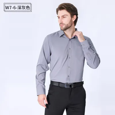 Plus Size Men Formal Business Commute Slim Cardigan Shirt with Pocket