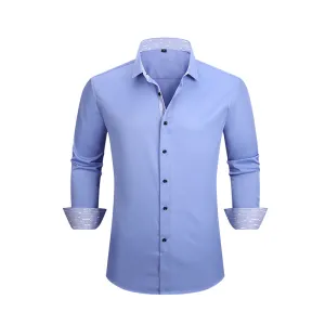 Plus Size Men's Business Commute Long-Sleeved Shirt with Color Matching Lapel