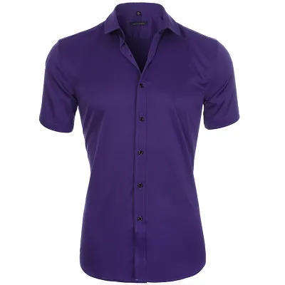 Men Casual Short-Sleeved Commuter Summer Simple Dress Shirts
