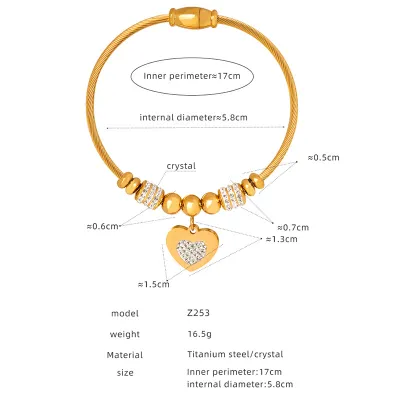 Personalized Various Pendant Star Heart Flower Charm Bracelet in Titanium Steel