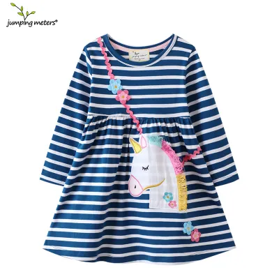 Children Fashion Unicorn Long Sleeve Princess Dress 98% Cotton