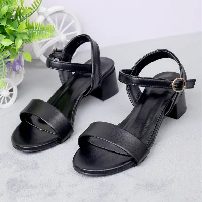 Plus Size Solid Color Chunky Heel Sandals for Women
