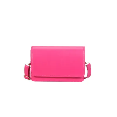 Simple Solid Color Flip Square PU Shoulder Bag with Magnetic Buckle