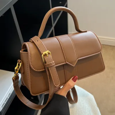 Fashion Solid Color Flip Square PU Shoulder Bag