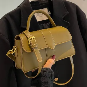 Fashion Solid Color Flip Square PU Shoulder Bag